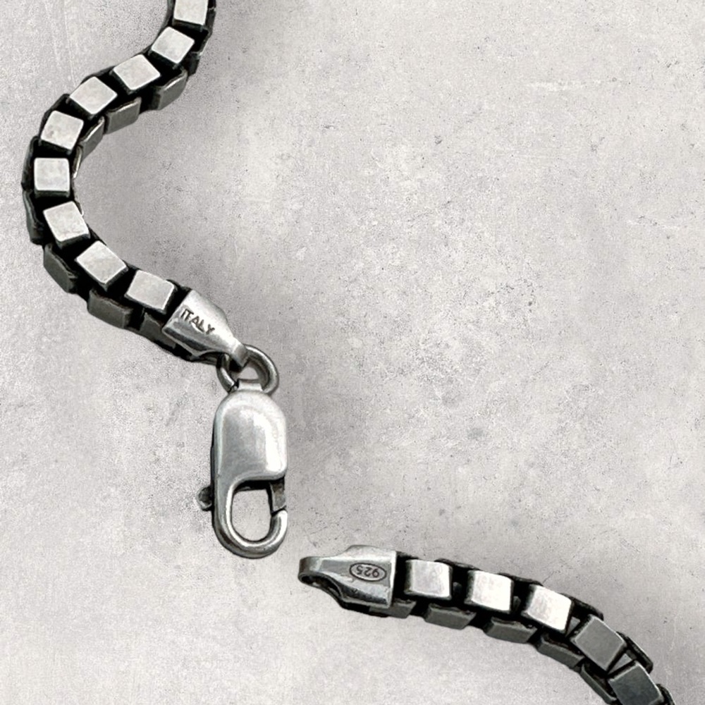 925 ITALY Sterling Silver 5mm Box Chain Men's Necklace - Picture 6 of 6